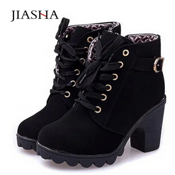 

Martin boots women shoes 2019 fashion lace-up ladies high heel shoes woman vintage winter women boots high heel ankle boots