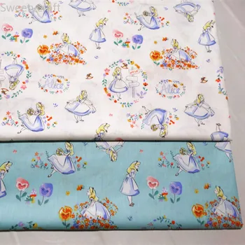 

160cmX10M Girl Flower Plaid Cotton Twill Fabric Patchwork Cloth,Sewing Cushion Bed Sheet Quilting Fat Quarters Material Fabric