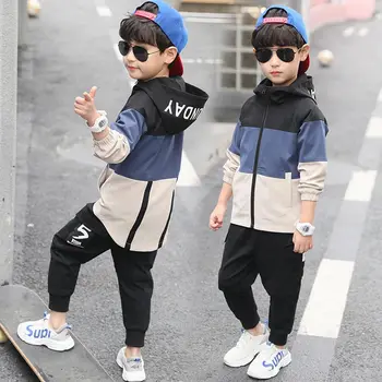 

New Boy Hooded Tracksuit Clothes set Kids Spring&Autumn Cotton School Uniform Sport Suit Boys Clothing Sets 4 6 8 10 12 14 year