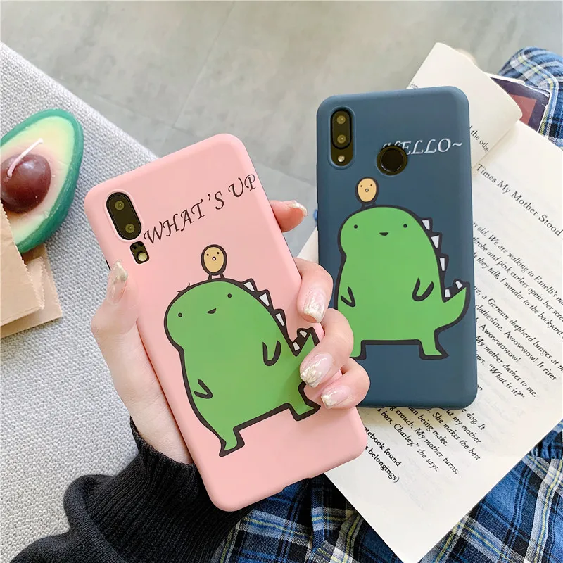 

Cute Dinosaur Phone Case For Huawei P30 P30 Pro P20 Mate 20 Case For Honor 10 Nova 3 3i 4 2S Back Cover Funny Cartoon Soft Cases