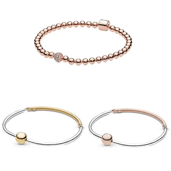 

3 Style 925 Sterling Silver Bracelets With Rose Gold Crystal Bracelets For Women Bracelets & Bangles Jewelry