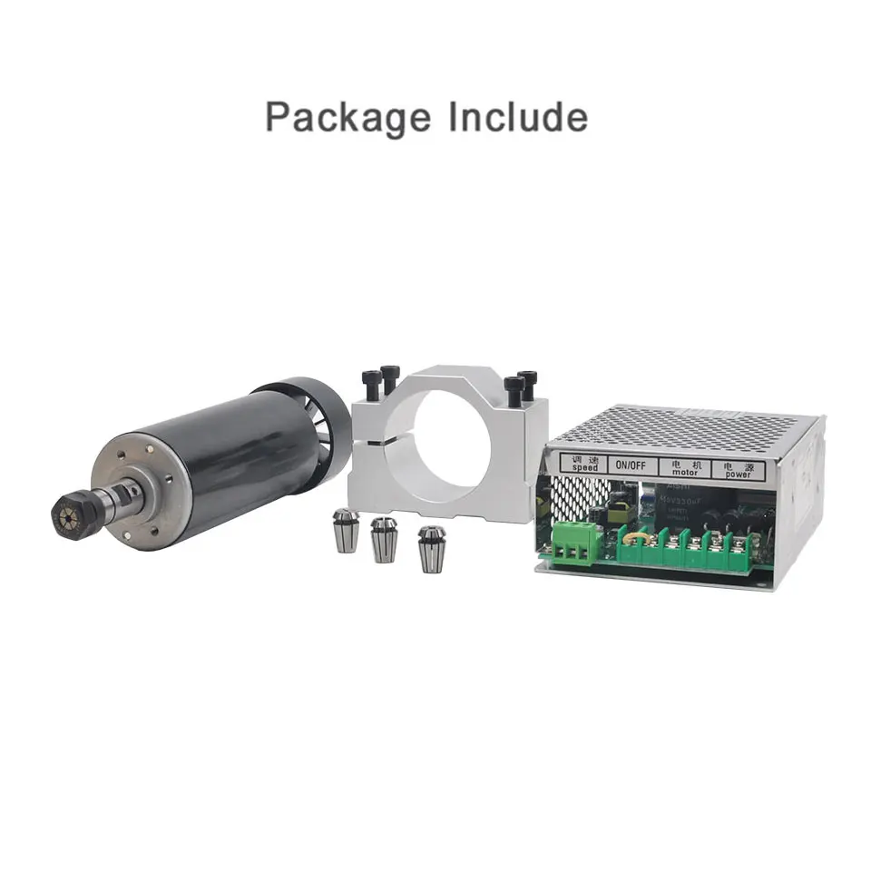 500W with 3 collet 500 Вт шпиндель с воздушным охлаждением ER11 CNC 0,5 кВт мотор шпинделя+ Регулируемый источник питания 52 мм зажимы ER11 цанговый патрон для гравировального станка - Цвет: 500W with 3 collet