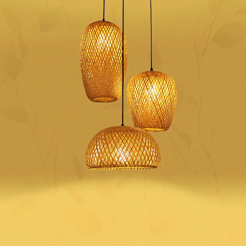 Chinese Hand Knitted Bamboo Pendant Lights Weaving Hanging Lamp Garden Restaurant Home Decor Lighting Fixtures 1