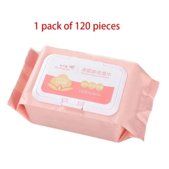 

120Pcs Makeup Remover Cleaning Wet Wipes Non-Woven Cotton Face Lip Eyes Mild Cleansing Moisturizing Tissue Towelettes