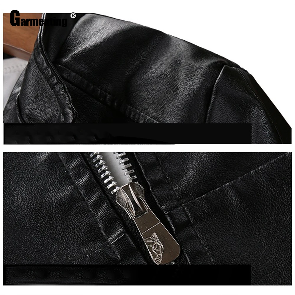 Garmenting Men Trendy 2021 Zippers Tops Faux Pu Leather Jackets Kpop Young Mens Blue Coffee Outerwear Slim Fitted Male Clothing black leather jacket mens