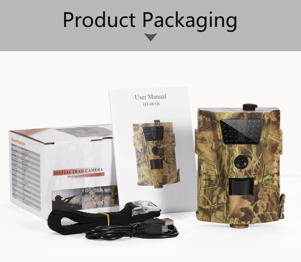 12MP Hunting Trail Camera Wild Waterproof Night Vision Cameras HT001B Photo Photo Traps Tracking Wildlife Surveillance