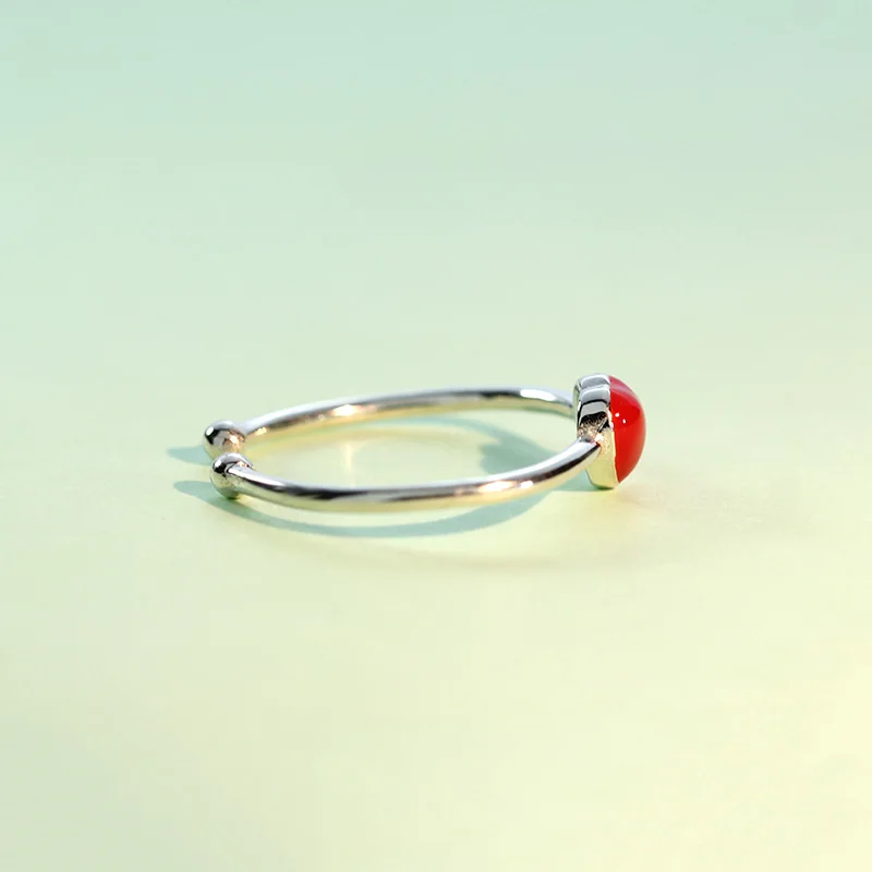 Женское коктейльное кольцо с красным сердцем из серебра 925 пробы|cocktail ring|fashion