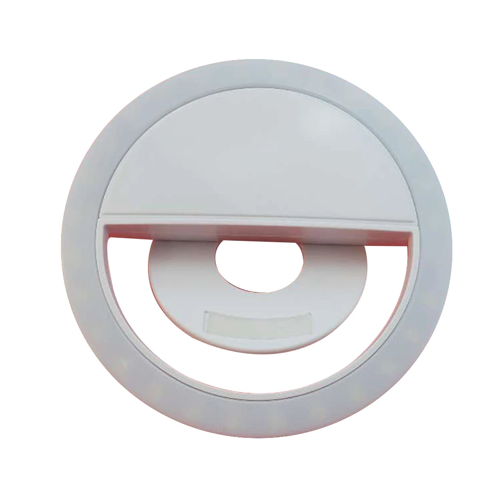 

New Rechargeable White Round Shape Selfie Ring Light with 28 LED Beads for Smart Phone Camera DOM668