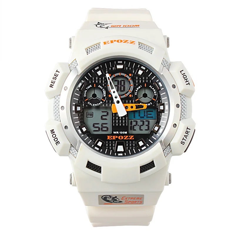 EPOZZ 100 м водонепроницаемые спортивные часы ударостойкие цифровые аналоговые Мужские часы для синхронизации relogio masculino Лидирующий бренд для улицы - Цвет: 3001UK-WHITE