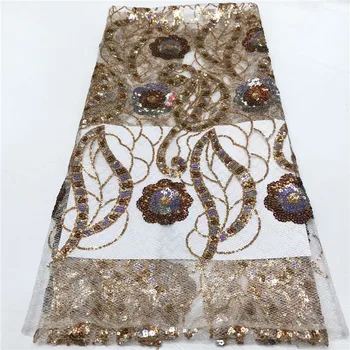 

2019 New Design Tulle Lace Fabric With Sequin Embroidery Lace For wedding Party Dress African French Tulle Laces Fabric jy82-819