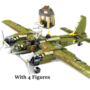 

New Military Series WW2 Ju-88 Bomber Building Block Kits JU-88 Aircraft Assembling Brick Model Toys For Children Boys Kids Gifts