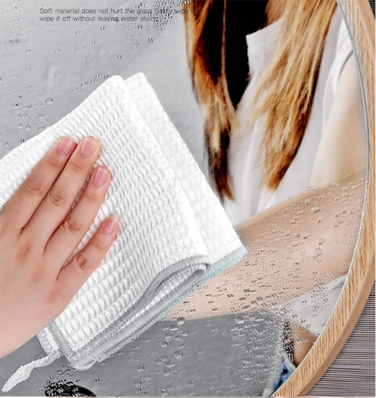 3PCS Bambus Faser Geschirr Handtuch Nicht-stick Öl Waffel Weiche Küche Reinigung Tuch Starke Absorbieren Scheuer Pad Waben wischt Lappen – Detail 6