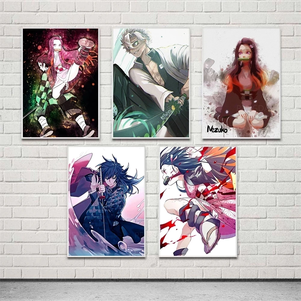 

HD Print Modular Demon Slayer Japan Gifts Pink Boy Picture Canvas Painting Poster For Living Room Home Decor Wall Art No Frame