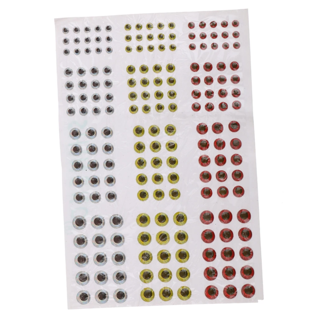 Pack of 183pcs 2D Holographic Fishing Lures Eyes For Fly Tying Jigs DIY Craft Dolls Plastic Stickers Fishing Lure Accessories