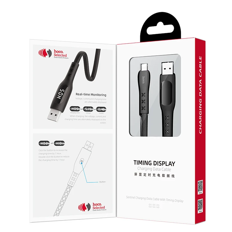 HOCO S6, 15 шт./лот,, светодиодный usb-кабель с цифровым дисплеем для iPhone, кабель типа C, микрокабель для samsung USB-C