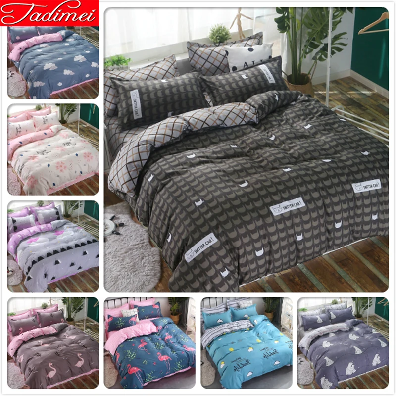 

Cute Cat Pattern Grey Duvet Cover 3/4 pcs Bedding Set Single Twin Full Queen King Big Size Bed Linens Bedspreads Quilt Comforter