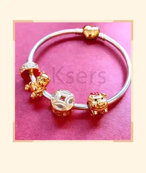 

High Quality Reproduction 1:1 100%925 Sterling Silver Piglet Opening Bracelet Free Shipping Is Preferred As A Gift