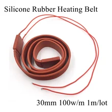 30 мм 100 Вт 12 В~ 220 В силиконовый резиновый нагревательный кабель кремнезем нагреватель геля ремень Pad Водонепроницаемый гибкий электрический провод высокой температуры