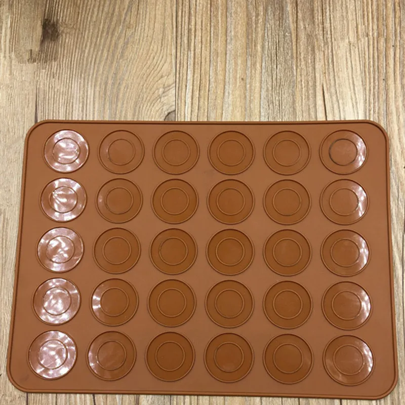 Силиконовые Макарон печенья для выпечки листовая форма коврик 30 полости DIY Форма коврик для выпечки полезные инструменты - Цвет: Brown