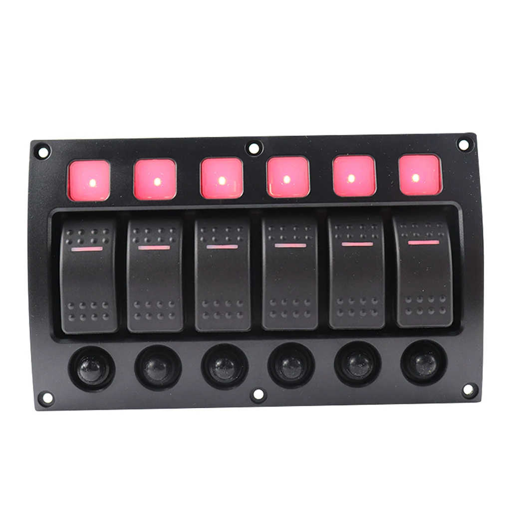 

6 Gang Waterproof Car Auto Marine LED Rocker Switch Panel Circuit Breakers