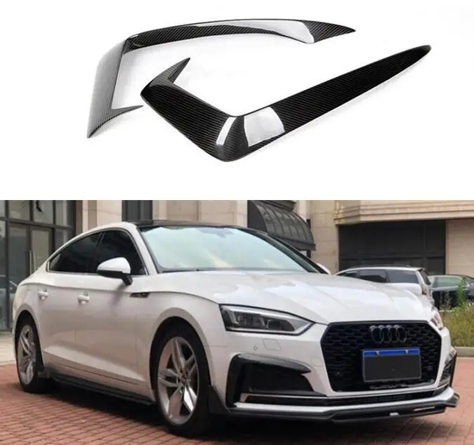 

Carbon Fiber Front Fog Lamp Light Lip Splitters Bumper Spoiler Flaps Eyebrows Eyelid Cover For AUDI A3 S3 A4 S4 A5 S5 2017-2020