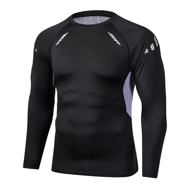 Men Compression Running T Shirt Fitness Tight Long Sleeve Sport tshirt Training Jogging Shirts Gym Sportswear Quick Dry rashgard L-01