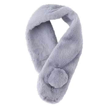 

Women's Plush Scarf Winter Warm Comfortable Hair Ball Scarf Faux Rabbit Fur Sarves Thick Neckerchief snood female foulard A40