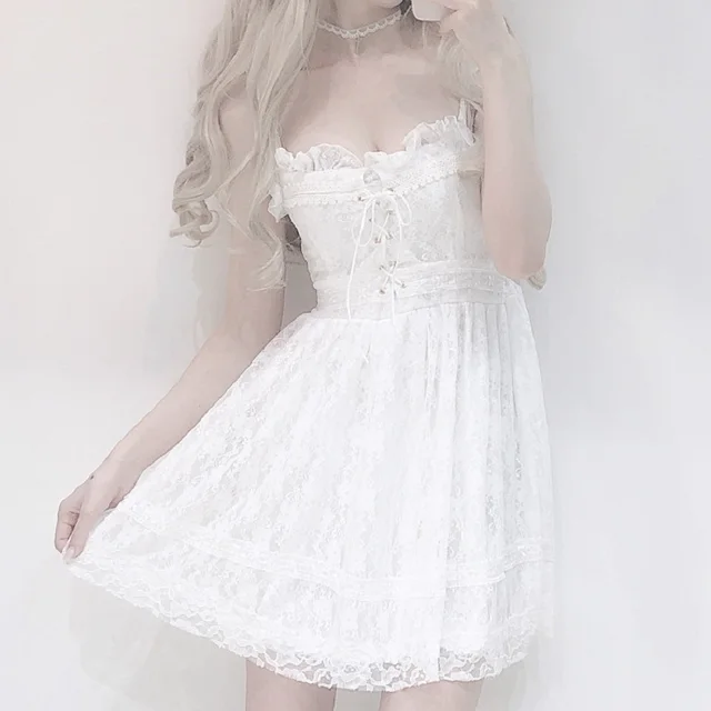 simple white lace dress