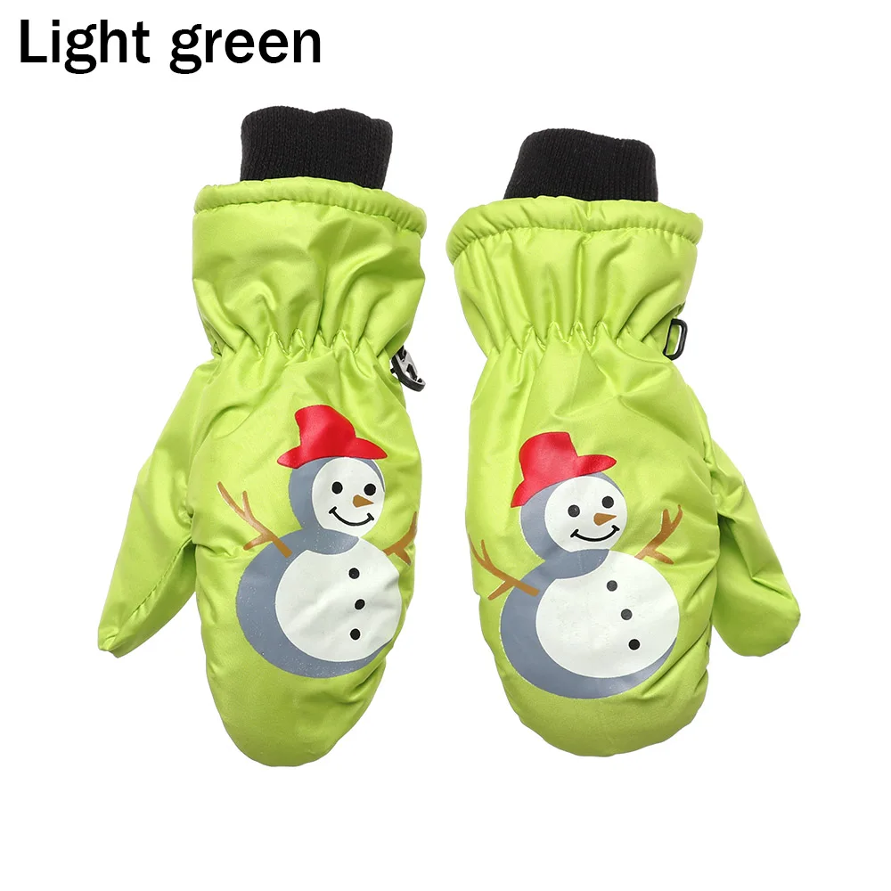 B-light green Водонепроницаемые перчатки для мальчиков и девочек от 0 до 5 лет, Детские Зимние теплые перчатки, перчатки для катания на лыжах, велоспорта, альпинизма, ветрозащитные противоскользящие кожаные перчатки - Цвет: B-light green