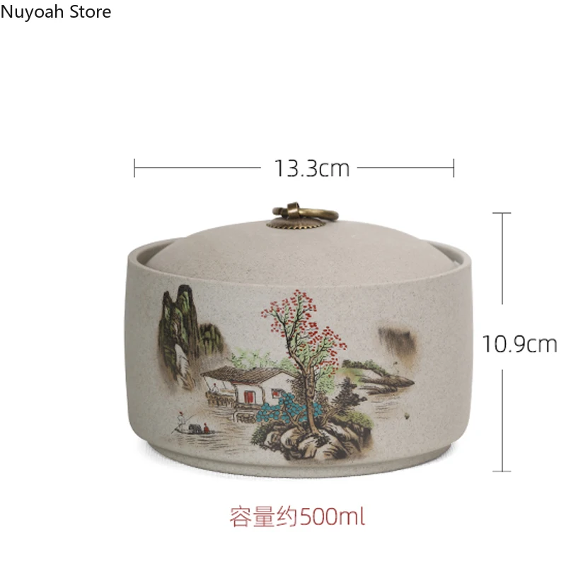Medium-sized Tea Cans Household Ceramic Sealed Cans Ceramic Jars Storage Tanks Moisture-proof Tea Coffee Table Decorations tea tin box tea canister