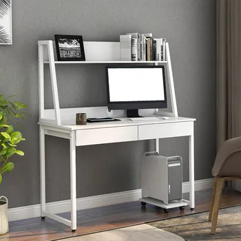 

Home Office Desktop Computer Desk Work Computer Table Corner Desk Table with 2 Drawer Host Shelf Bedroom Laptop Study Table Desk