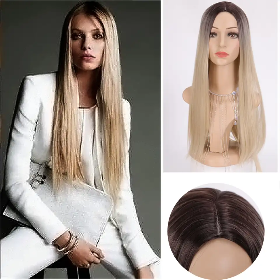 Lvhan Ombre Platinum Blonde Wigs Heat Resistant Part Side Synthetic Straight Wigs For African American Women Long Womens Wigs Aliexpress