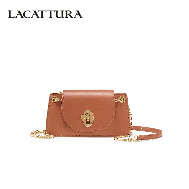 

LACATTURA New 2019 Women Crossbody Bag Designer Handbag A-Lock Closed Small Flap Shoulder Chain Bags Female Messenger Bag