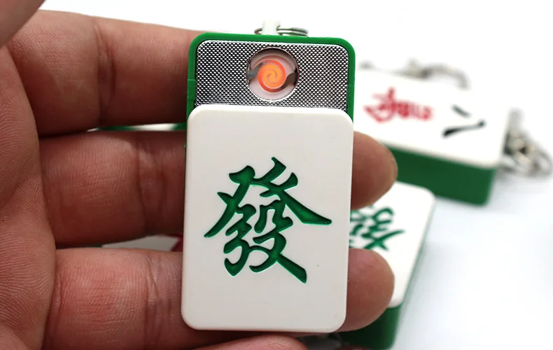 Креативная электрическая зажигалка с подключением к USB Перезаряжаемый турбо брелок-Маджонг ветрозащитная металлическая плазменная Зажигалка для сигарет гаджеты для мужчин