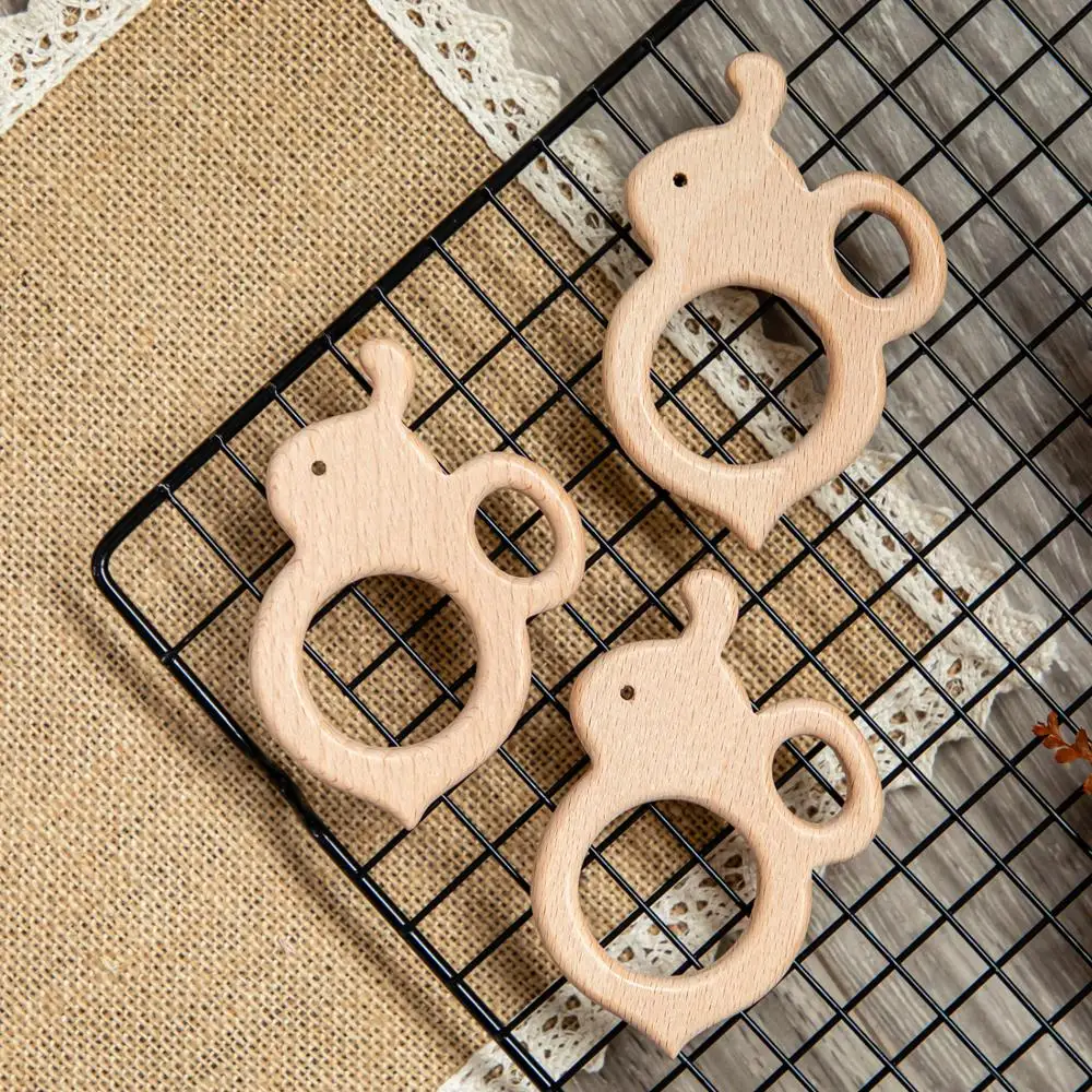 10pc Baby Wooden Teether Beech Bee Pacifier Teeth Pendant Wooden Baby Gym Toys Montessori Animals Baby Products Newborn Gift Kid