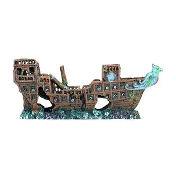 

Aquarium Ship Decorations Fish Tank Ornaments Material Sunken Decorations, Eco-Friendly for Freshwater Saltwater Aq