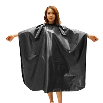 

Salon Client Waterproof Cloth Haircut Cape Hair Cutting Cloak Barber Cape Haircut Gown For Adults Women Men (Black)
