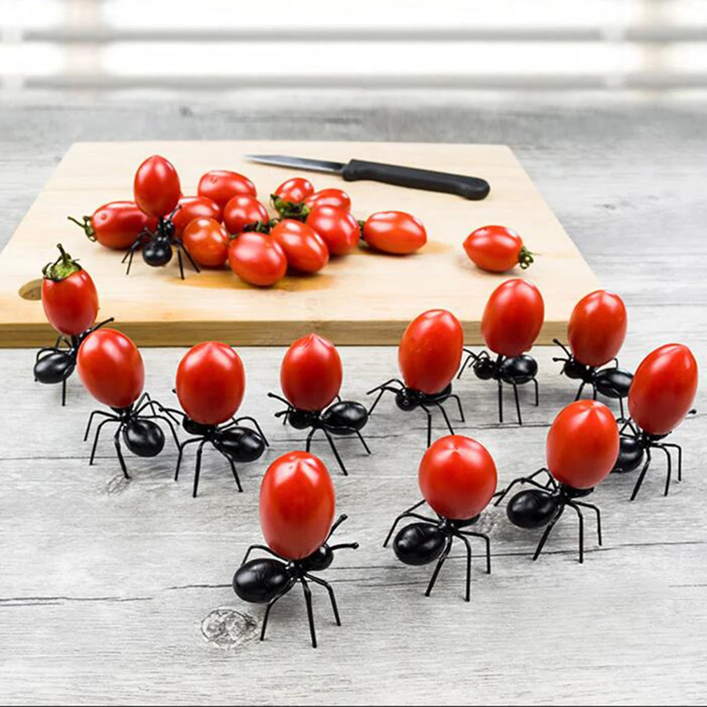 12Pcs Reusable Ant Food Pick, Fruit Toothpicks, Dessert Fork, Cocktail Picks for Snack Cake Dessert Kids Party Accessories