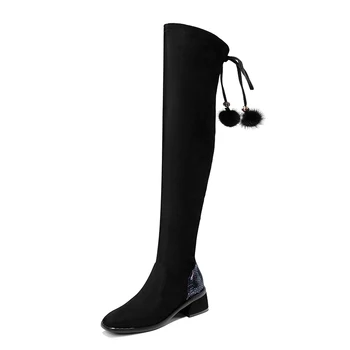 

Female Sexy Stretch Boots Night Club Party Shoes Woman Winter High Heels cow Suede Women Over The Knee High Boots