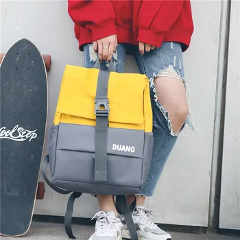

New Fashion All Match Couple Backpack Trend Harajuku Simple Travel Backpack High School Student Color Matching School Bag