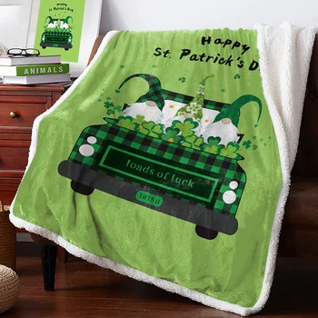 

Clover Dwarf Green Background Bedspread Coverlet Blankets Fleece Throw Cover Wrap Personalized Thick