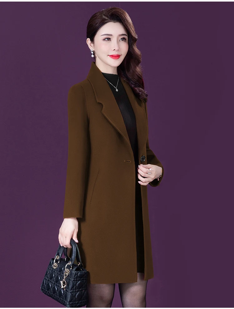 Женское осенне-зимнее Новое кашемировое пальто, одежда среднего возраста, двубортное Женское пальто, двухстороннее шерстяное пальто для женщин 4XL 5XL