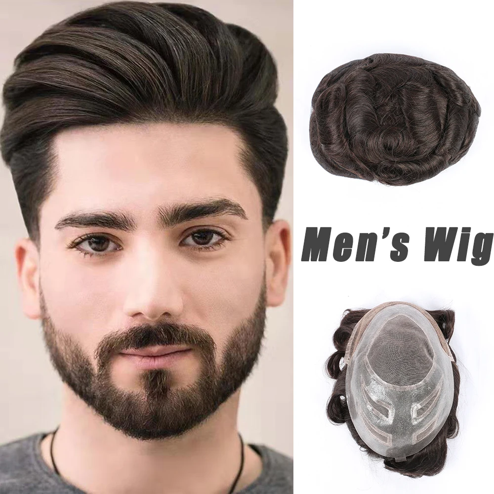 

EVAGLOSS Toupee Men Hair Wig French Lace Front 8x10 VERSALITE Base Hair Replacement System Fine Mono Hairpieces Wigs For Mens