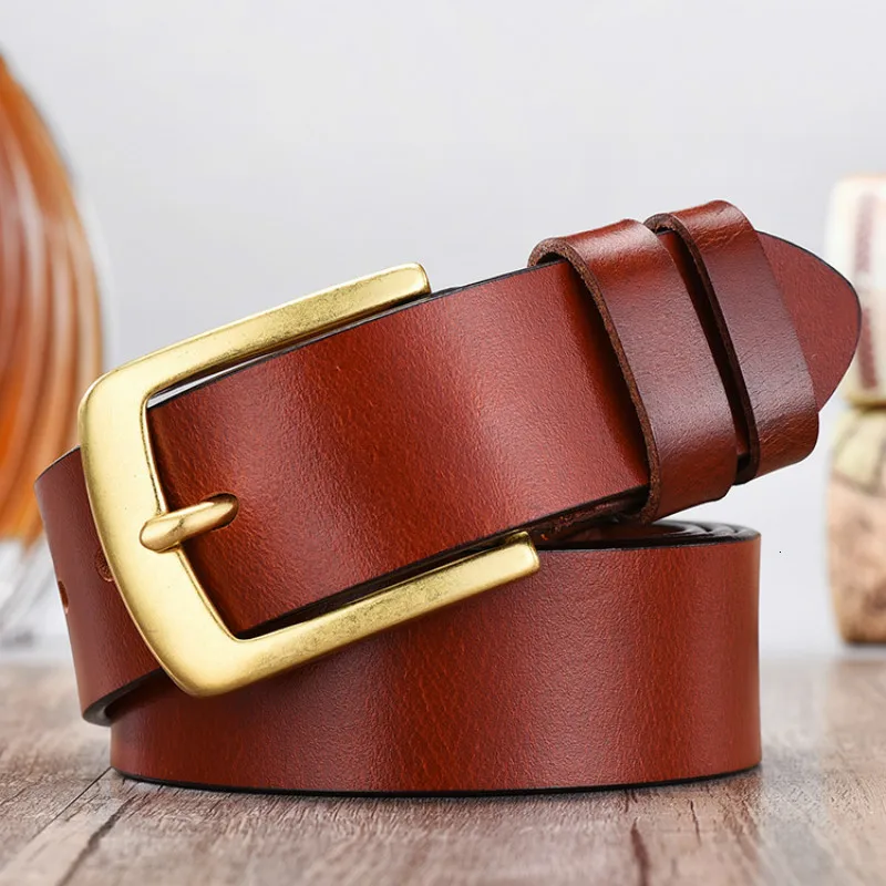 peikong Men's belt leather belt men male genuine leather strap luxury pin buckle casual men's belt Cummerbunds ceinture homme