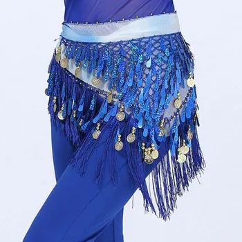 

Belly Dance Triangular Scarf Tassel Waist Cover Practice Clothes Hip Scarf Sequin Indian Dance Practice Flapper Belts