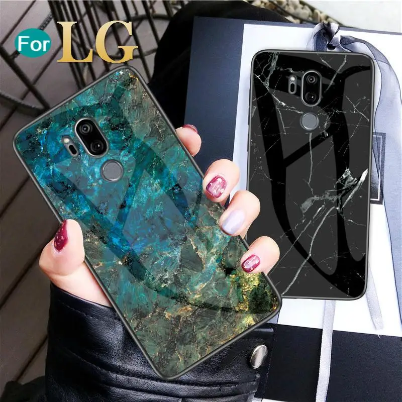 

For LG G7 Case Marble Tempered Glass Phone Case for LG G7 G 7 ThinQ 6.1 inch Soft Edge Back Cover for LG G7 Full Cover TPU Case
