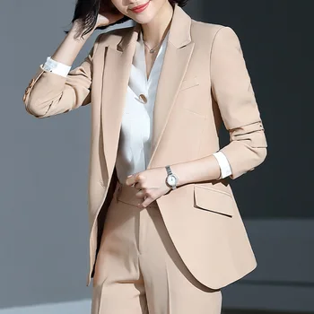

Women Pantsuits Shawl Lapel Business Suits 2 Pieces(Jacket+Pants) Office Lady Uniform Designs Women Keep Slim Blazer Pants Suits