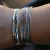 XIYANIKE 925 Sterling Silver Vintage Thai Silver Feather Leaf Bamboo Weave Bangle Bracelet Open Cuff Bangle For Women Men Gifts ► Photo 3/6