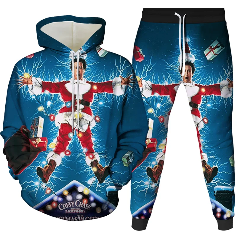 

Christmas Santa Claus Men's Hoodie 3D Printing Hooded Sweatshirt Fall Winter Fashion Snowman Hooded Pullover Children Clothing