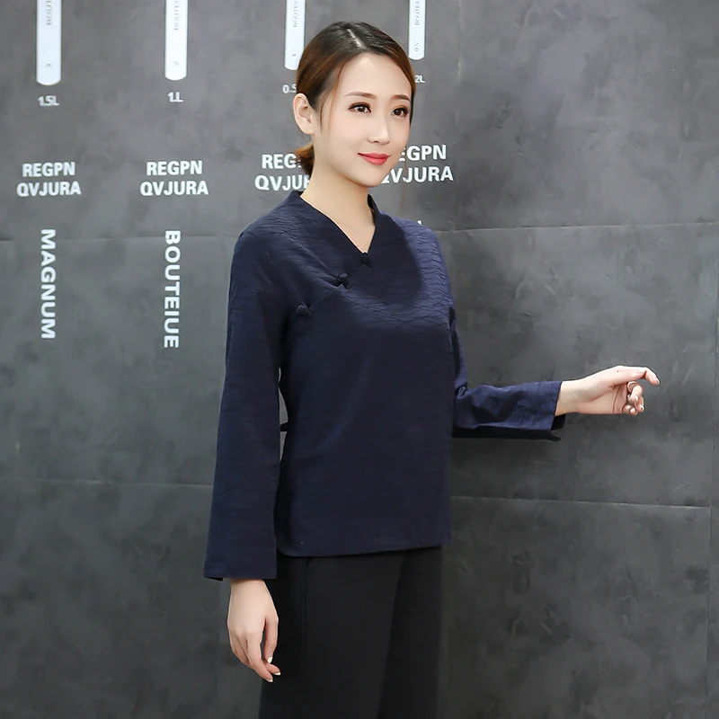 women chinese style hospital medical uniform massage SPA salon surgical pharmacy lab coat clinic gown spa suit sets - Цвет: color4